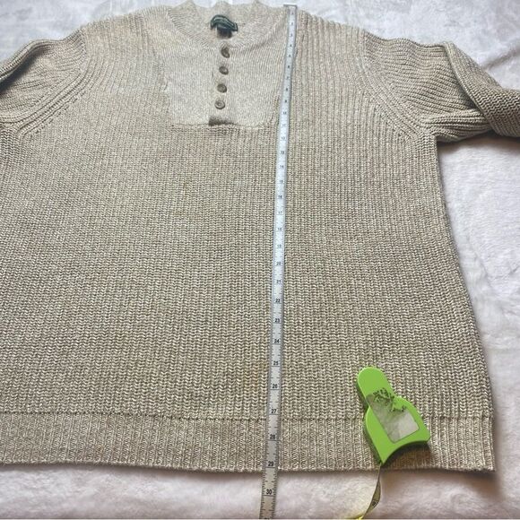 Eddie Bauer Light Brown/Cream Knit Henley Style Sweater Size Large - Picture 10 of 11